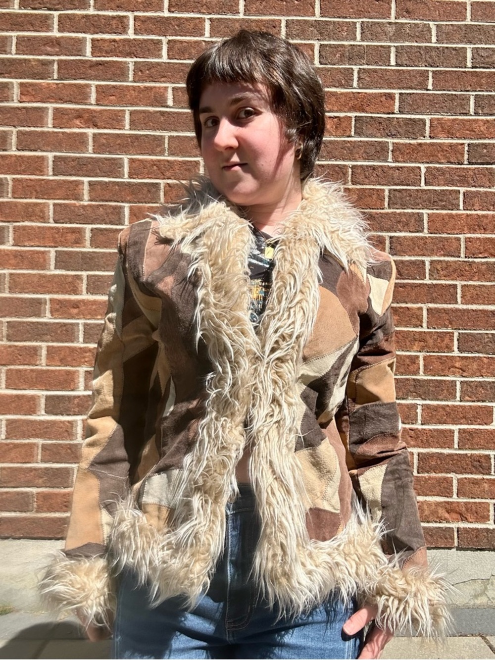 Y2K patchwork suede afghan jacket - Picture 7 of 15